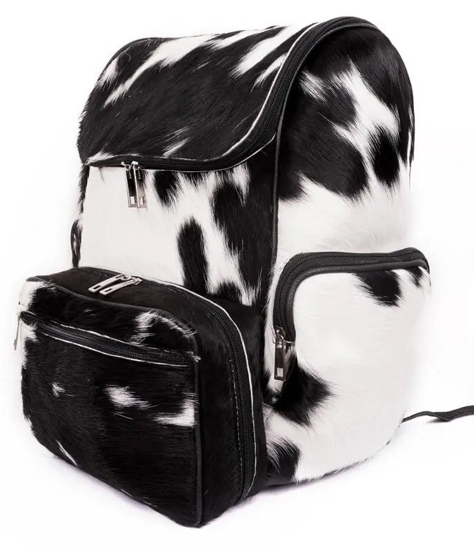 SKY-SELLER Leather Backpack Women Diaper Bag - Maternity Nappy Bag Backpack with Multiple Pockets - Cow Print Baby Diaper Bags Black Leather