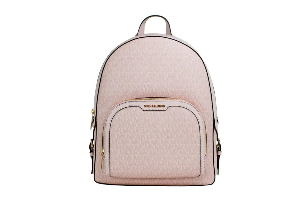 Michael Kors Jaycee Large Dark Powder Blush PVC Zip Pocket Backpack Bookbag