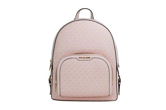 Michael Kors Jaycee Large Dark Powder Blush PVC Zip Pocket Backpack Bookbag