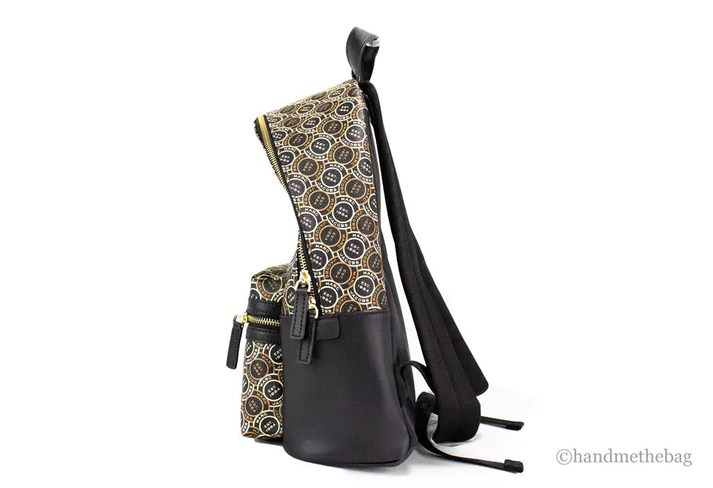 Marc Jacobs Signet Medium Black Logo Printed Backpack