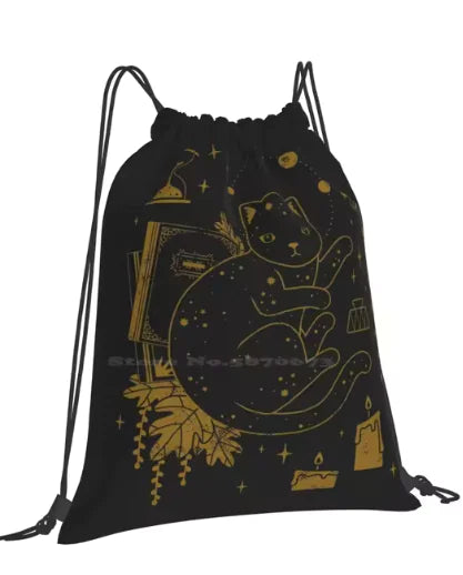 Mystic Enchantment Backpack: Black Cat & Magic Themed Design