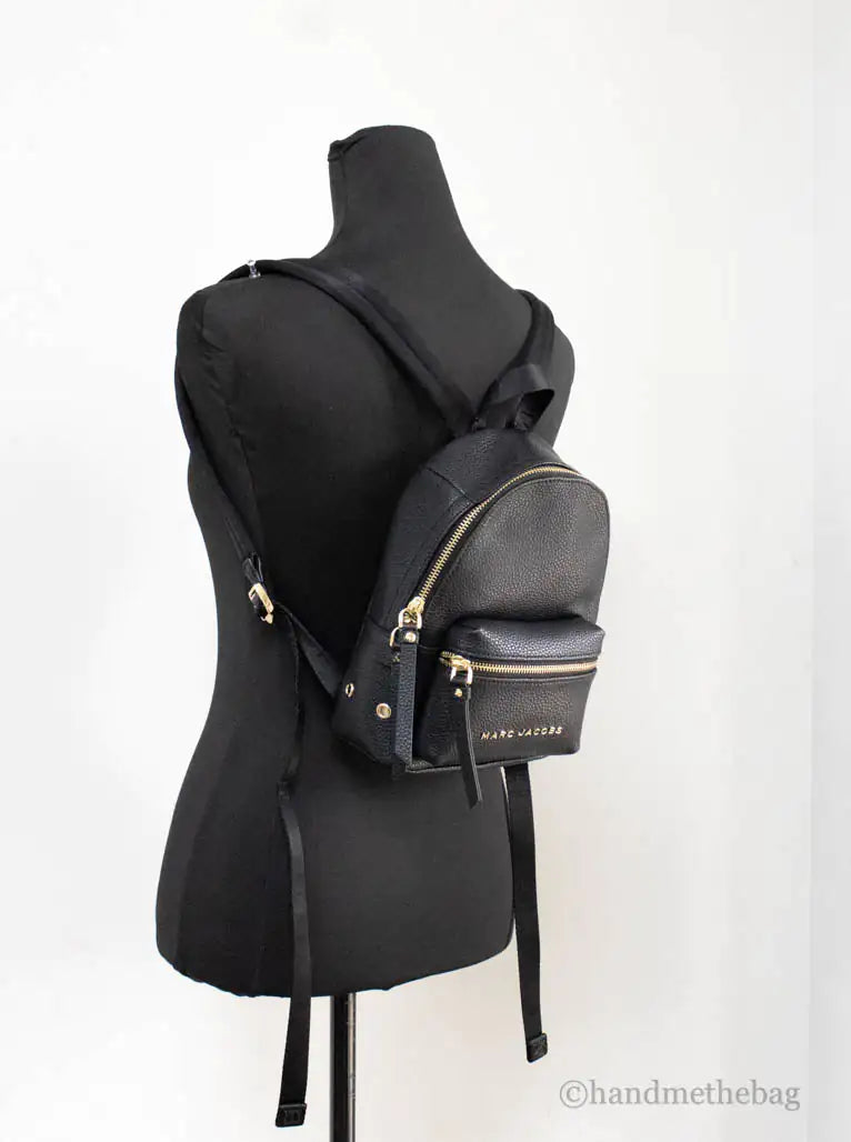 Marc Jacobs Mini Black Pebbled Leather Adjustable Backpack