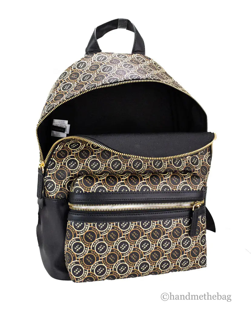 Marc Jacobs Signet Medium Black Logo Printed Backpack
