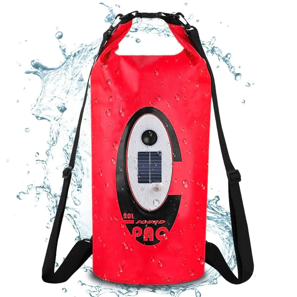 JYYXF Waterproof 20L Dry Bags with Wireless Speaker Backpack for Fishing Hiking FloatingSolar Dry Storage Bag Built-in 2000mAh Battery and 5 Lighting Modes for Camping (Red)