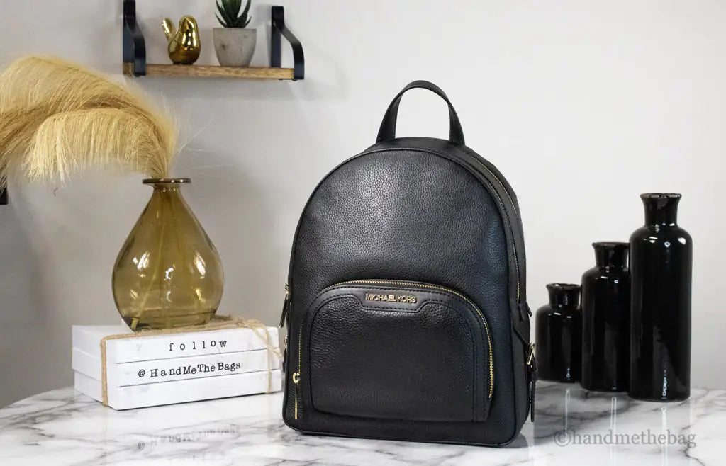 Michael Kors Jaycee Medium Black Zip Pocket Backpack