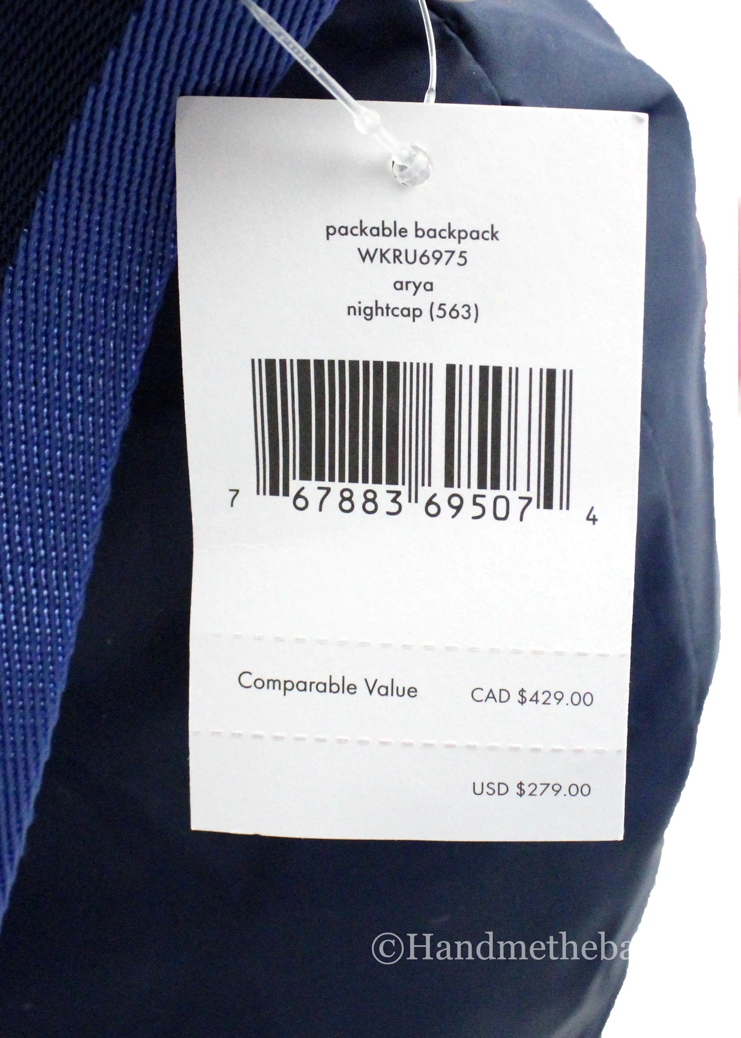 Kate Spade Arya Medium Nylon Nightcap Blue Packable Backpack