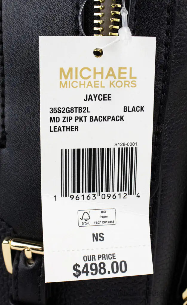 Michael Kors Jaycee Medium Black Zip Pocket Backpack