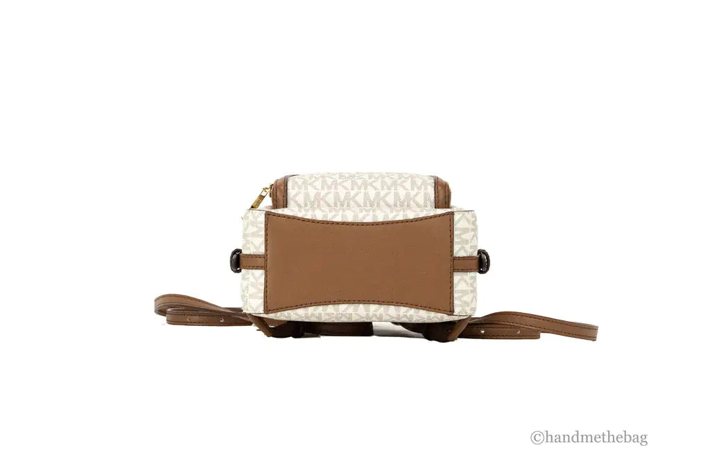 Michael Kors Jaycee XS Vanilla Signature PVC Zip Pocket Shoulder Backpack Bag