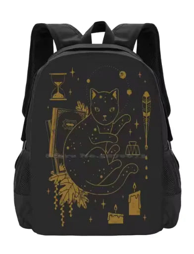 Mystic Enchantment Backpack: Black Cat & Magic Themed Design
