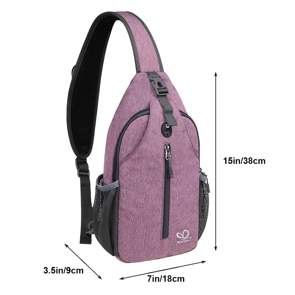 WATERFLY Crossbody Sling Backpack Sling Bag Travel Hiking Chest Bag Daypack Purple