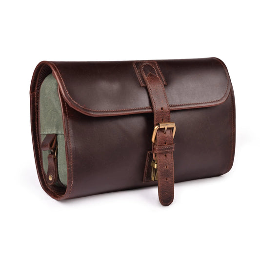 LEATHER VILLAGE Hanging Toiletry Bag for Men & Women Leather Toiletry Bag for Men Mens Toiletry Bags for Traveling Hanging Travel Toiletry Bag Mens Travel Bag Toiletry Dopp Kit Shower Bags- Red